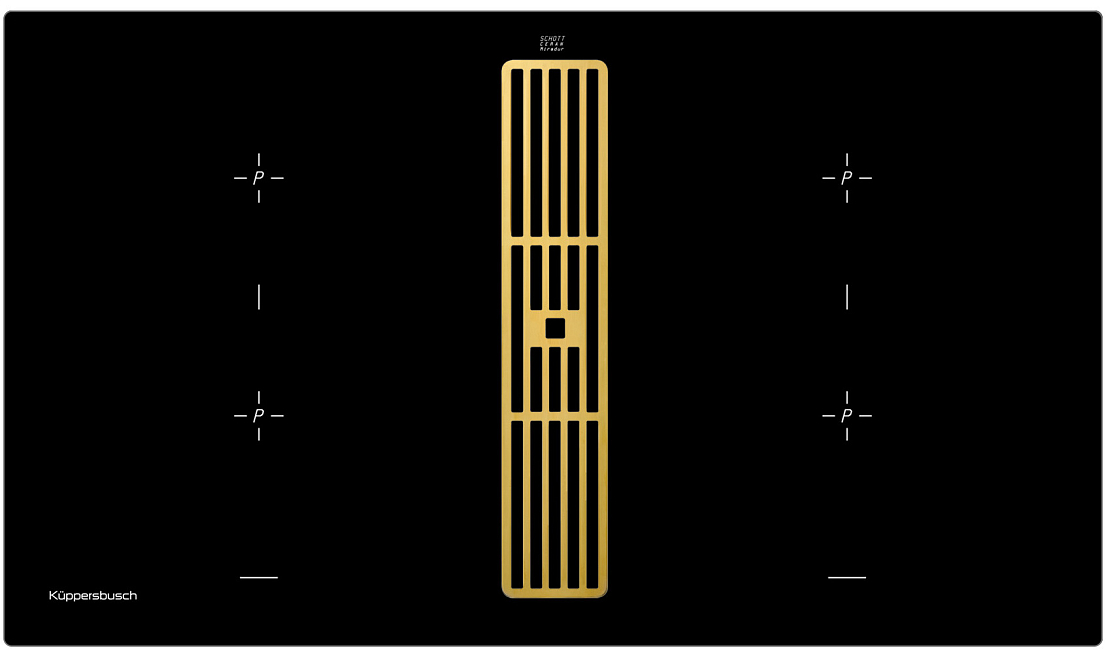 Индукционная варочная панель с вытяжкой Kuppersbusch KMI 9850.0 SR Gold (отгружается KMI 9850.0 SR+Z