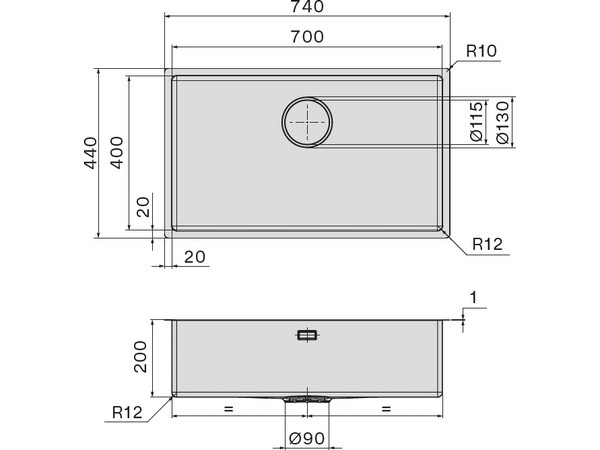 Мойка Falmec SCO7000F.00#SSF 740x440
